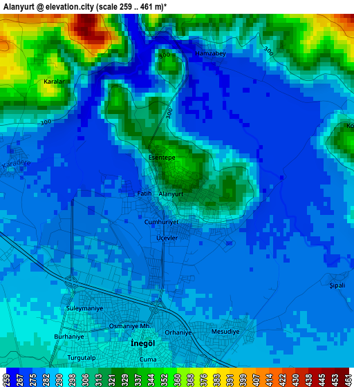 Alanyurt elevation map