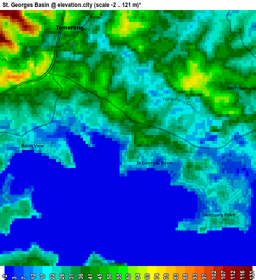 St. Georges Basin elevation map