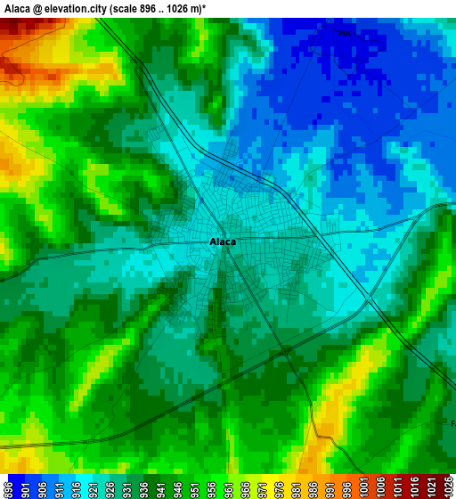 Alaca elevation map