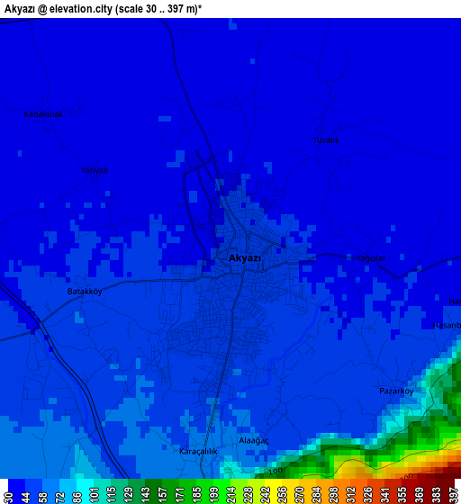 Akyazı elevation map