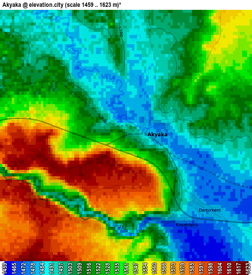 Akyaka elevation map