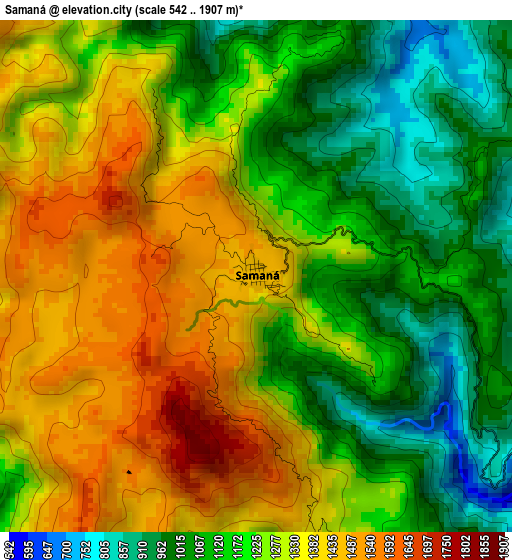 Samaná elevation map