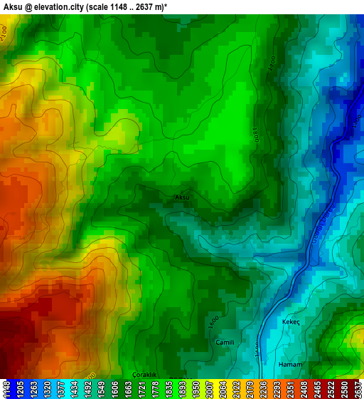 Aksu elevation map