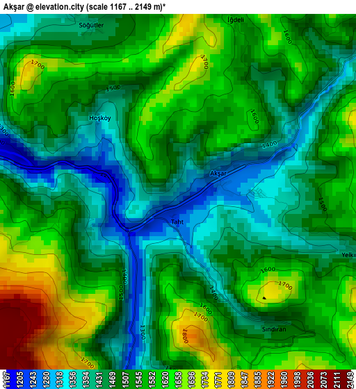 Akşar elevation map