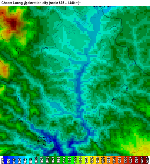 Chaem Luang elevation map