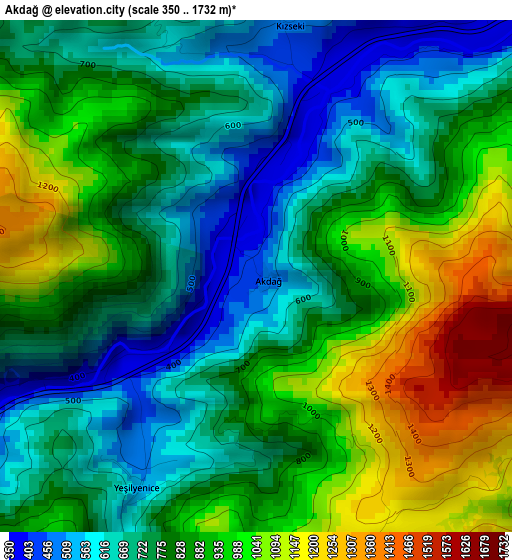 Akdağ elevation map