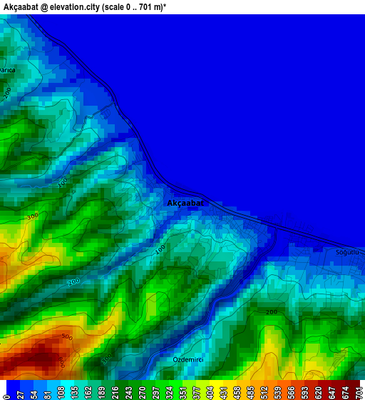 Akçaabat elevation map