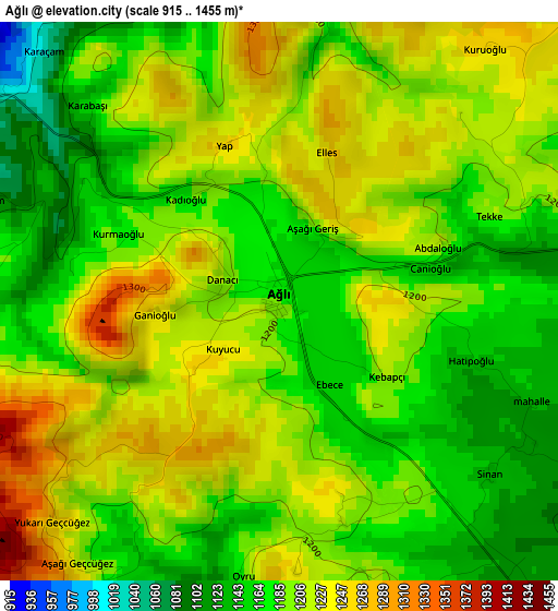 Ağlı elevation map