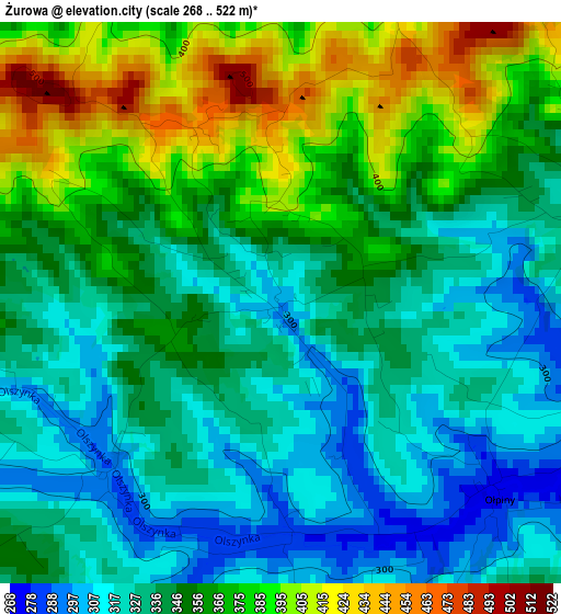 Żurowa elevation map