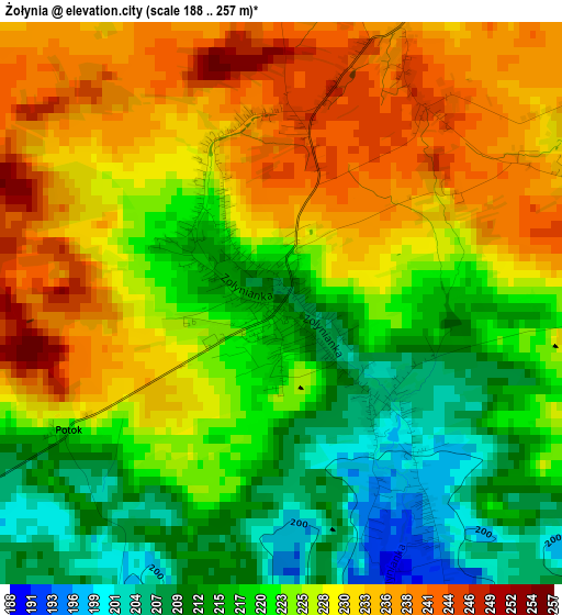 Żołynia elevation map