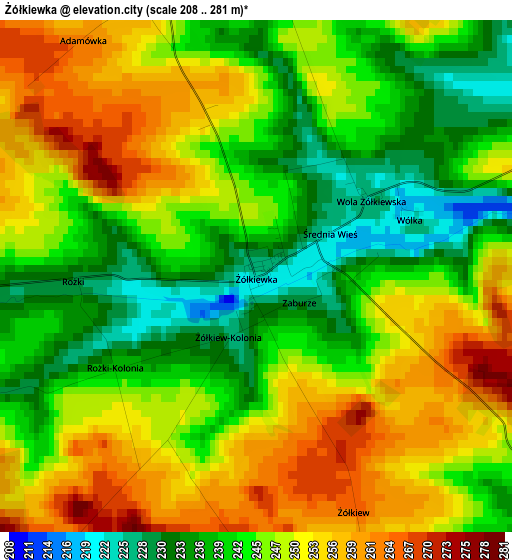 Żółkiewka elevation map