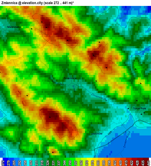 Zmiennica elevation map