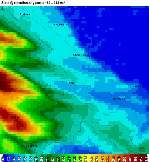 Złota elevation map