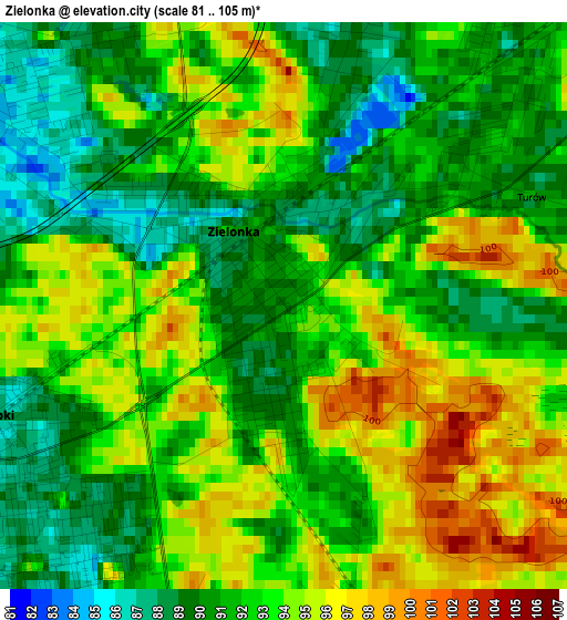 Zielonka elevation map