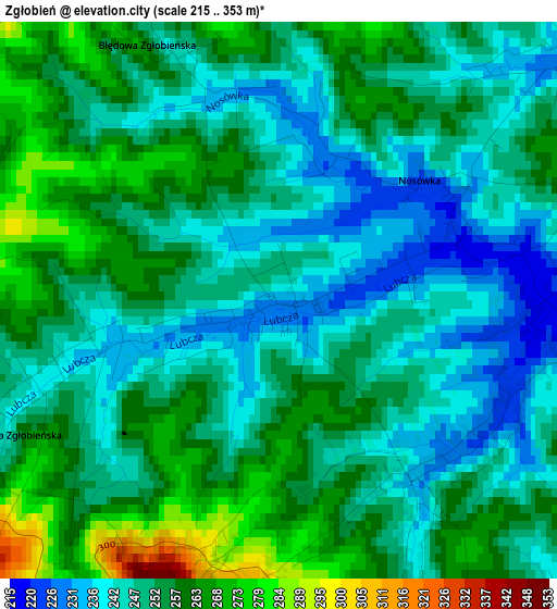 Zgłobień elevation map