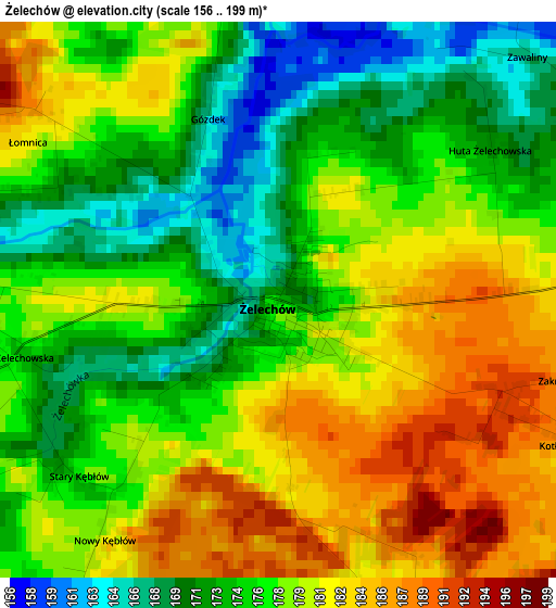 Żelechów elevation map