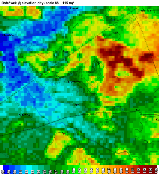 Ostrówek elevation map