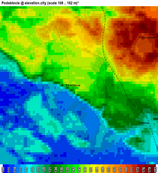 Podebłocie elevation map