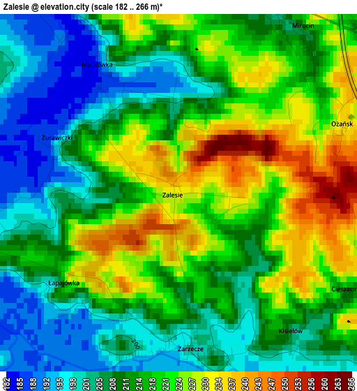 Zalesie elevation map