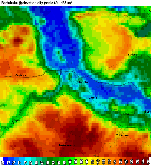 Bartniczka elevation map