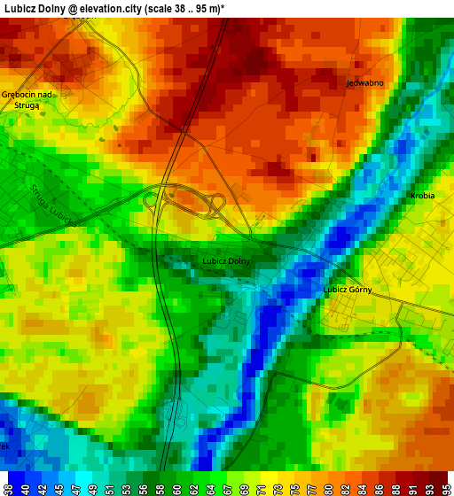 Lubicz Dolny elevation map