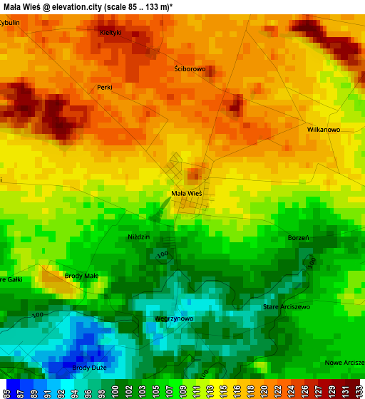 Mała Wieś elevation map