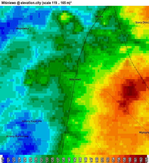 Wiśniewo elevation map