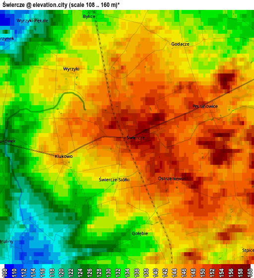 Świercze elevation map