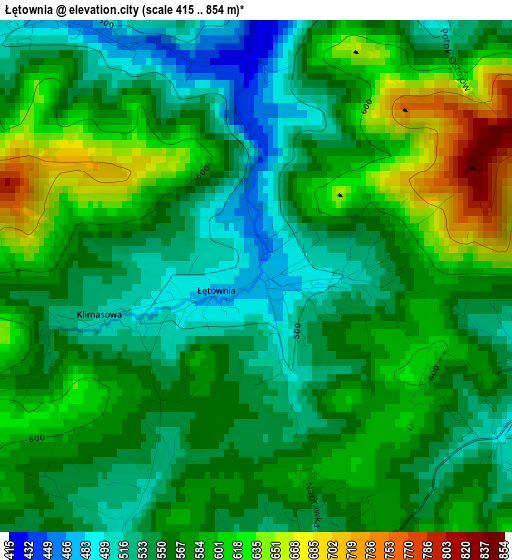 Łętownia elevation map