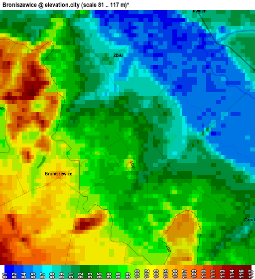 Broniszewice elevation map