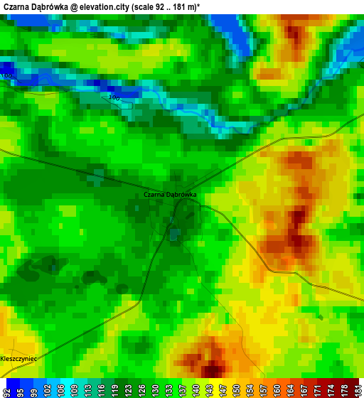 Czarna Dąbrówka elevation map