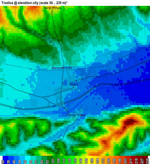 Trodica elevation map
