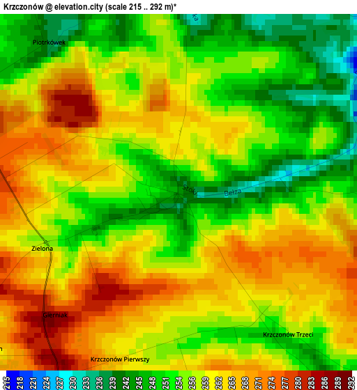 Krzczonów elevation map