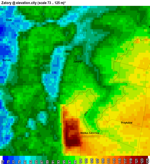 Zatory elevation map