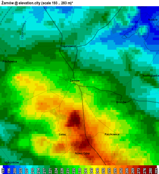 Żarnów elevation map