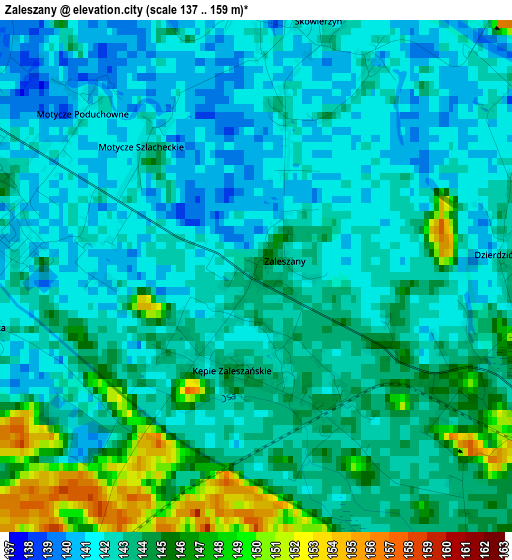 Zaleszany elevation map