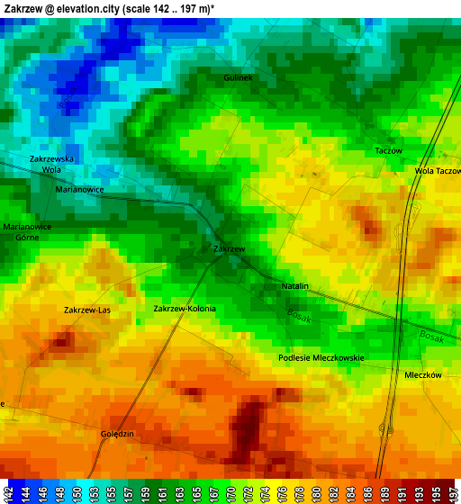 Zakrzew elevation map