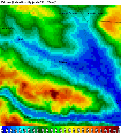 Zakrzew elevation map