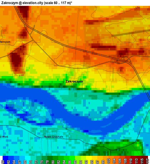 Zakroczym elevation map