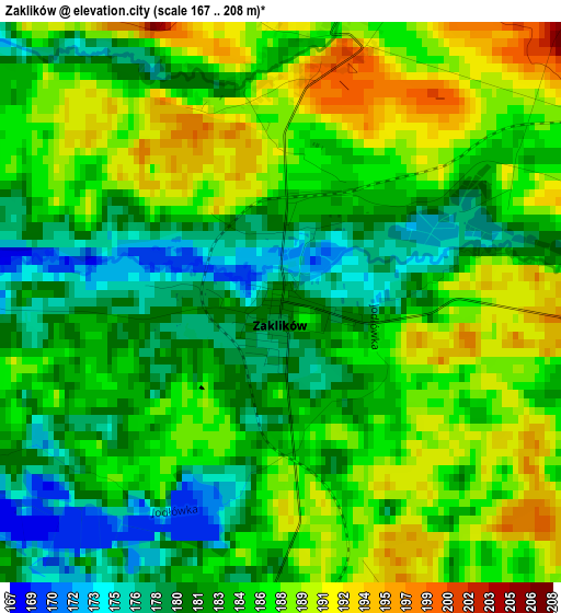 Zaklików elevation map