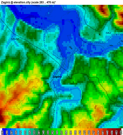 Zagórz elevation map