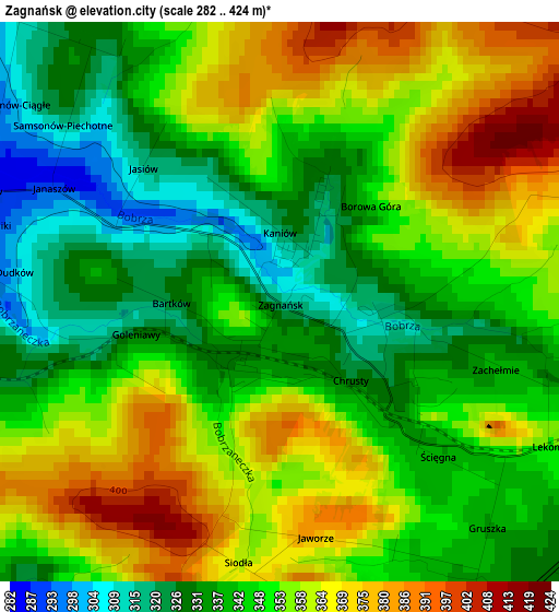 Zagnańsk elevation map