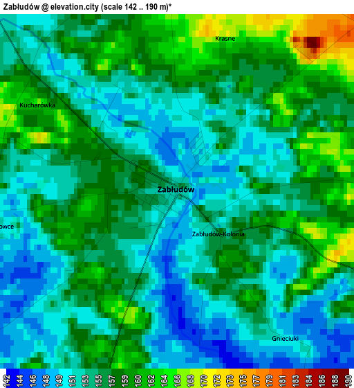 Zabłudów elevation map