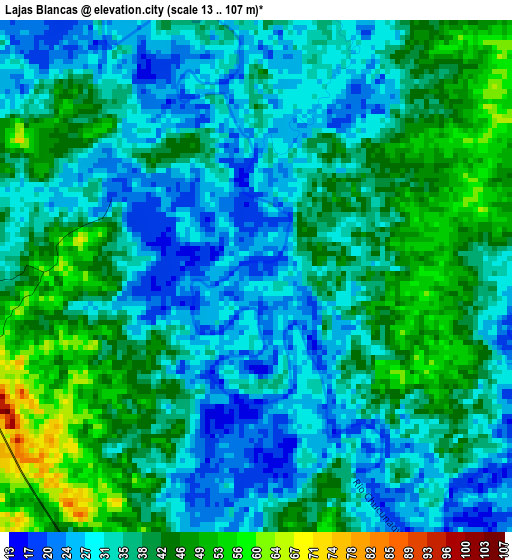 Lajas Blancas elevation map