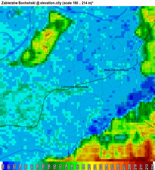 Zabierzów Bocheński elevation map