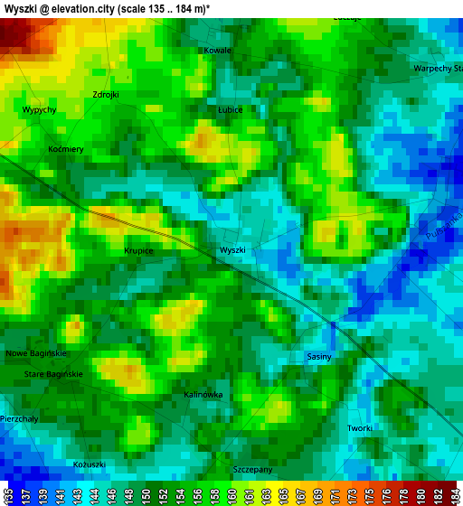 Wyszki elevation map