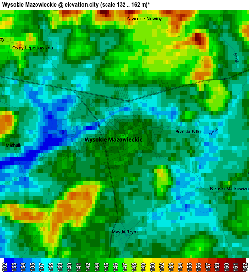 Wysokie Mazowieckie elevation map