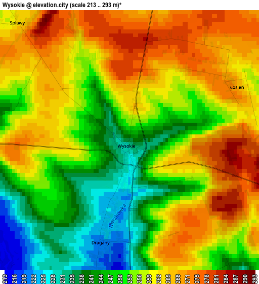 Wysokie elevation map