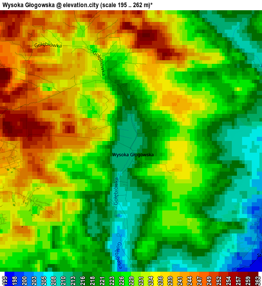 Wysoka Głogowska elevation map