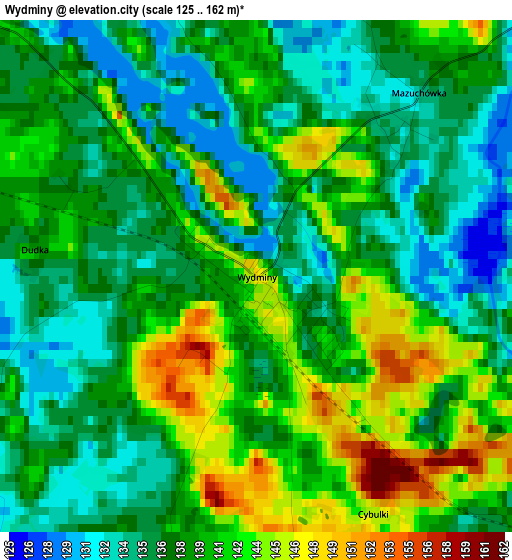 Wydminy elevation map